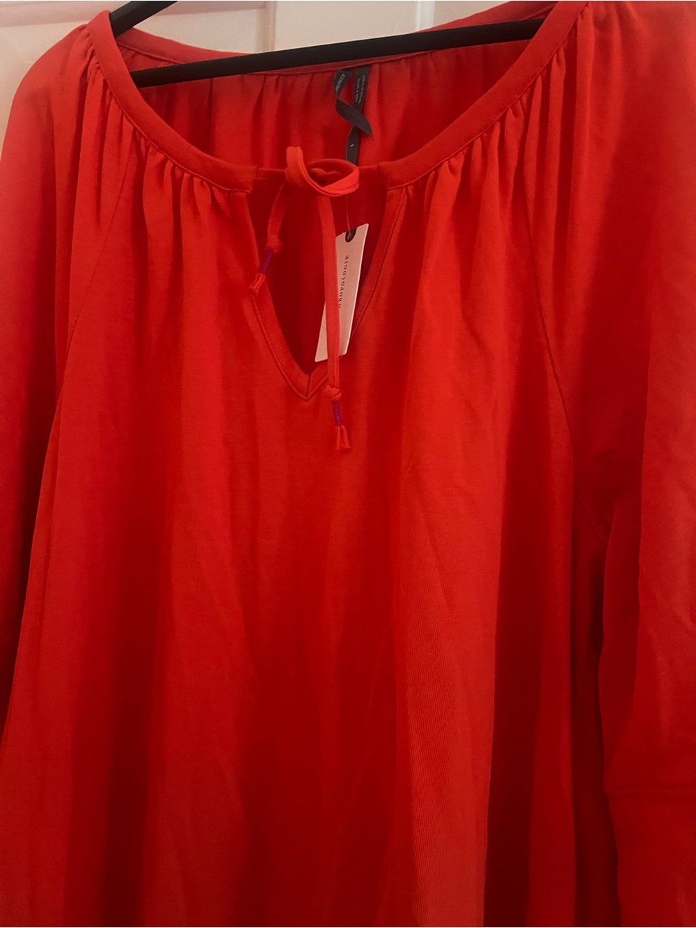Anthropologie nwt Vibrant Orange Balloon Sleeve Shift Dress Bohemian feminine L - Picture 4 of 5